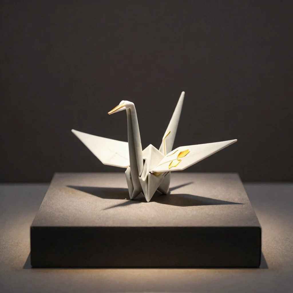 Gold-Accented Origami Crane Trio